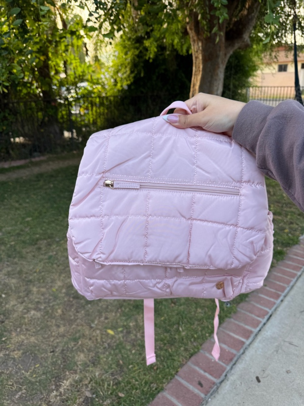 Quilted Pink Diaper Bag Backpack - Lightweight Everyday Bag